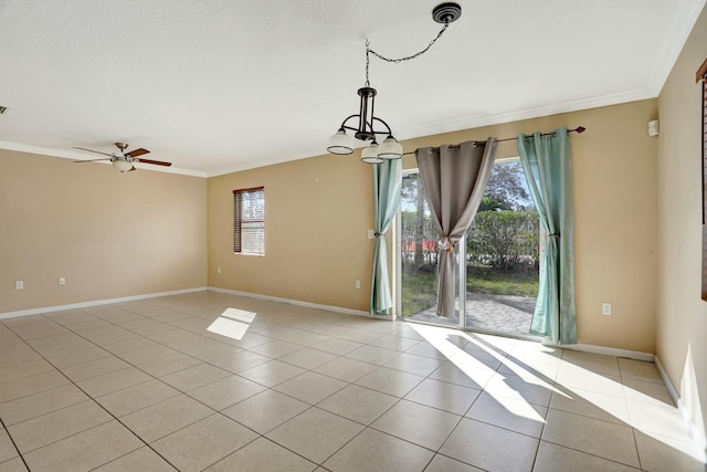 901 SW 15th St, Deerfield Beach, FL 33441 - empty room featuring ornamental molding, plenty of natural light, light tile patterned floors, and baseboards