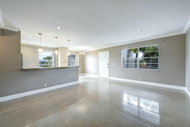 267 Normandy F, Delray Beach, FL 33484 - empty room featuring baseboards, recessed lighting, and ornamental molding