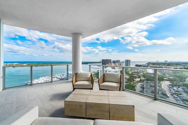 balcony with a water view