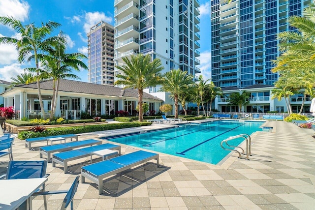 view of pool with a patio