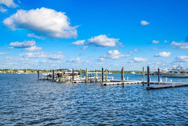 view of dock featuring a water view