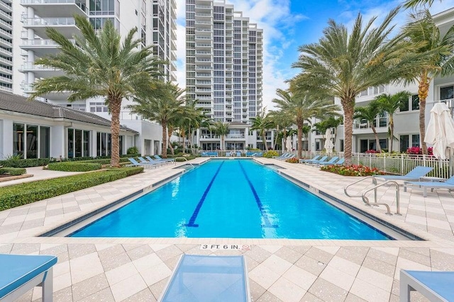 view of pool featuring a patio area