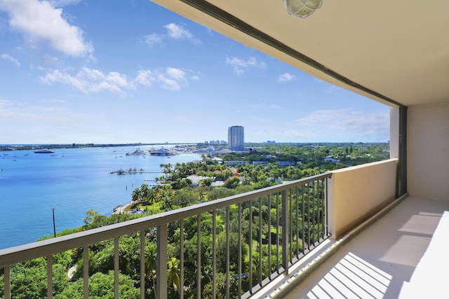 balcony with a water view