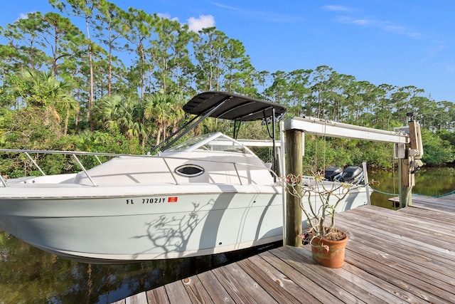 view of dock featuring a water view