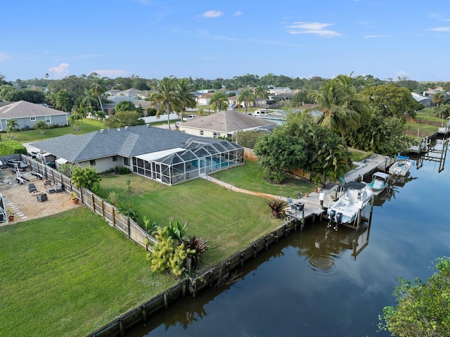 bird's eye view featuring a water view