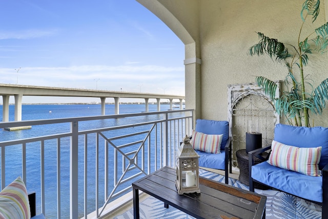 balcony with a water view