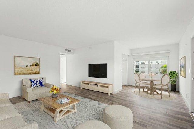 living room featuring hardwood / wood-style flooring