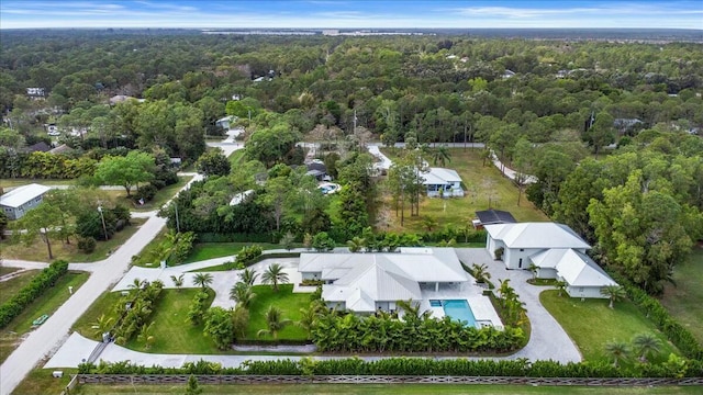 aerial view with a forest view