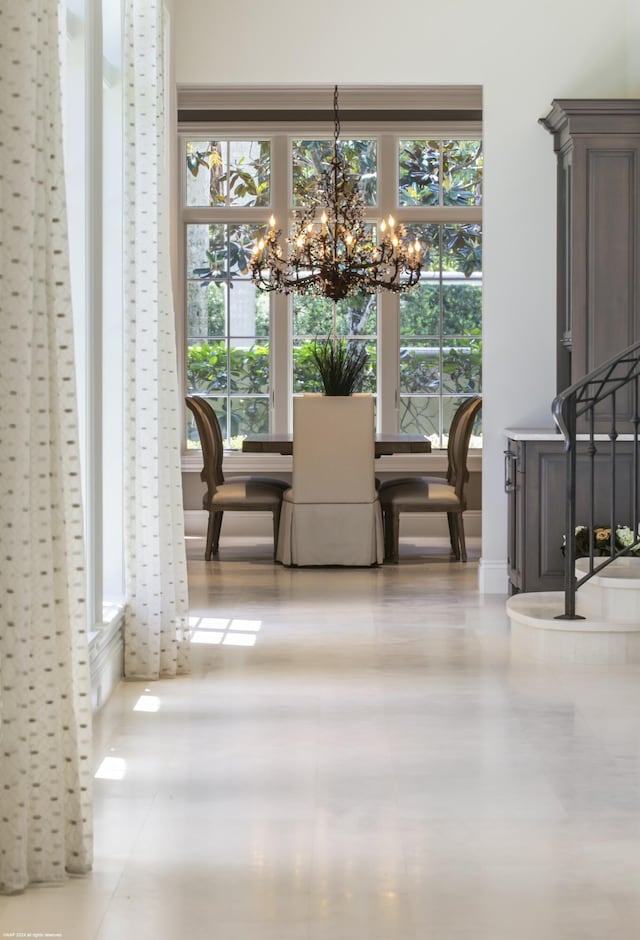 dining room with an inviting chandelier