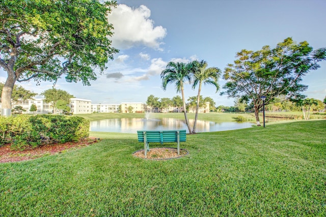 surrounding community featuring a yard and a water view