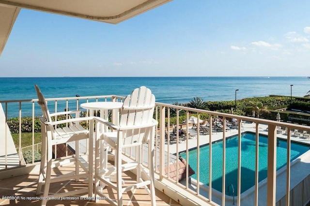 balcony with a water view