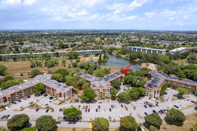 bird's eye view featuring a water view