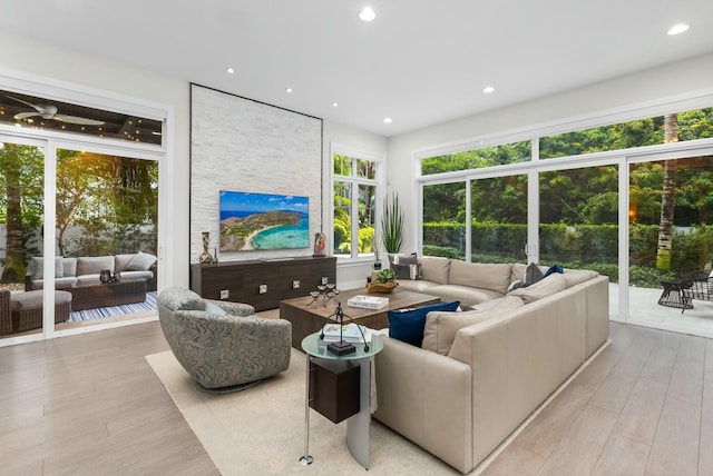 living room featuring light hardwood / wood-style flooring