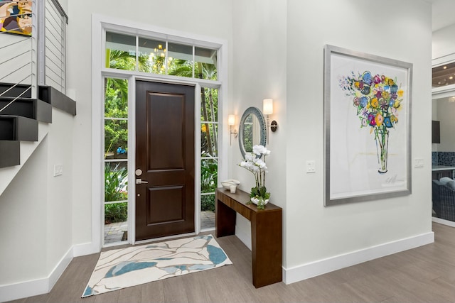 foyer with hardwood / wood-style floors