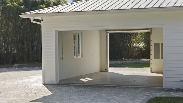 view of patio with electric panel