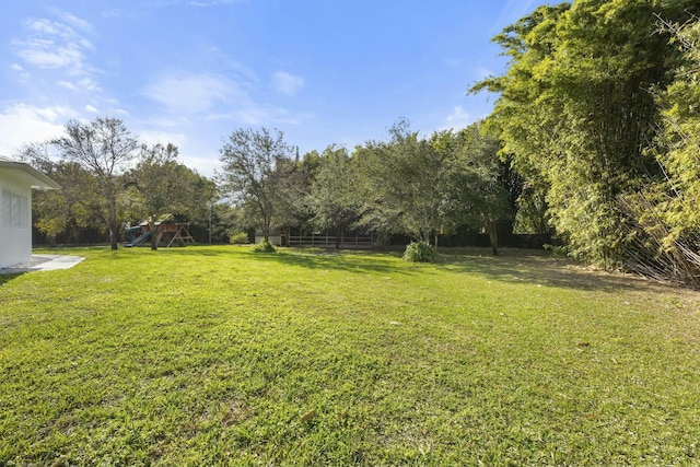 view of yard with a playground