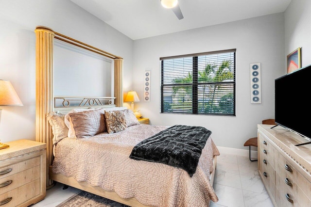 bedroom featuring ceiling fan