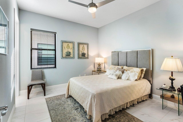 bedroom featuring ceiling fan