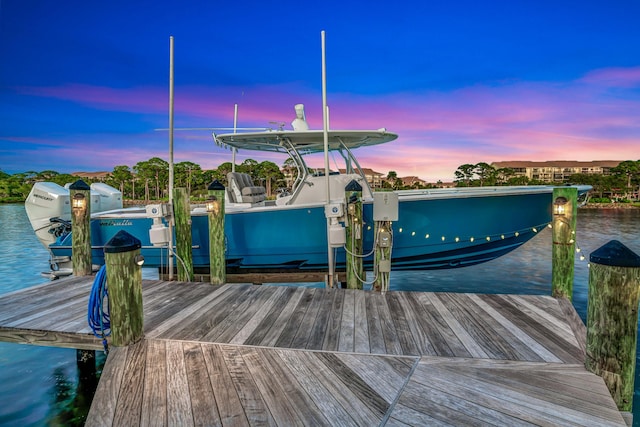 dock area featuring a water view