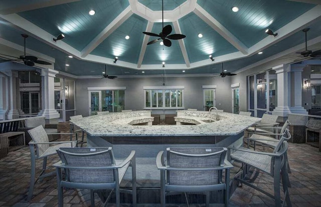 view of patio featuring an outdoor wet bar