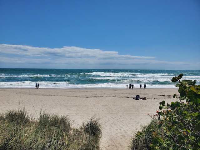 property view of water featuring a view of the beach