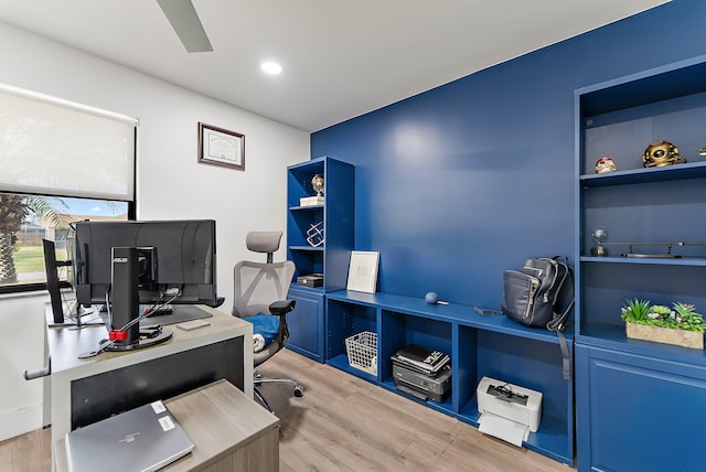 office featuring light wood-type flooring