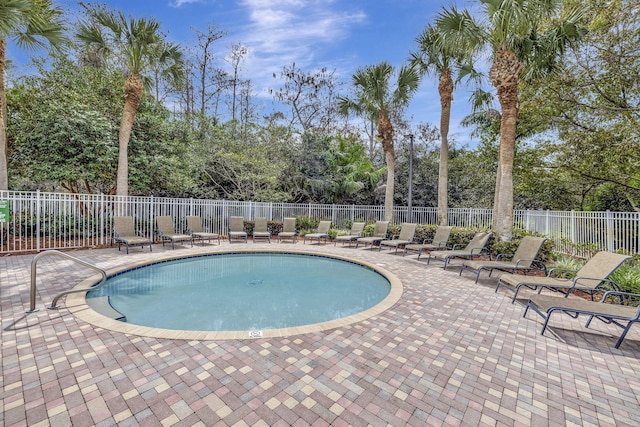 view of pool featuring a patio