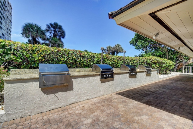 view of patio / terrace with an outdoor kitchen and a grill