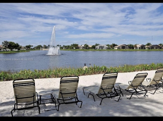 view of patio / terrace featuring a water view