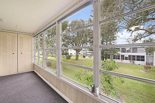 view of unfurnished sunroom