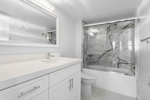 full bathroom with toilet, vanity, and combined bath / shower with glass door