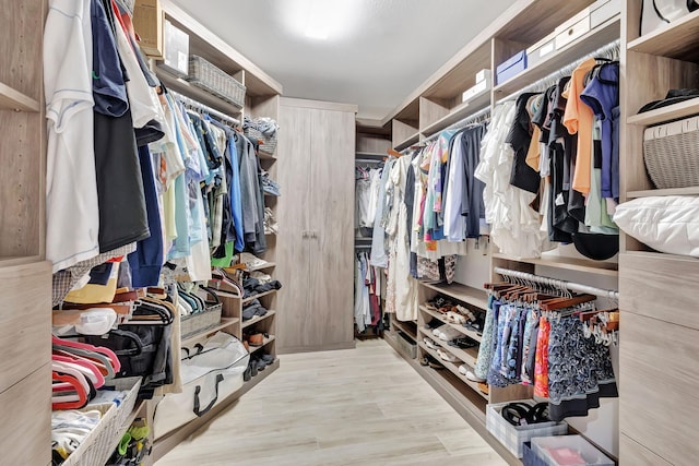 spacious closet with light wood-type flooring