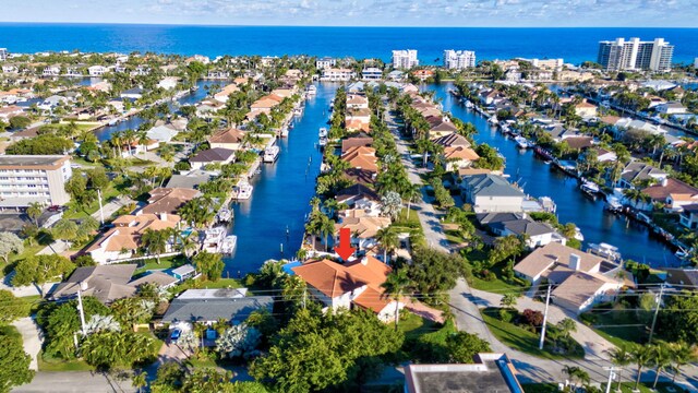 bird's eye view featuring a water view