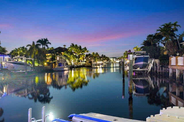 view of dock featuring a water view