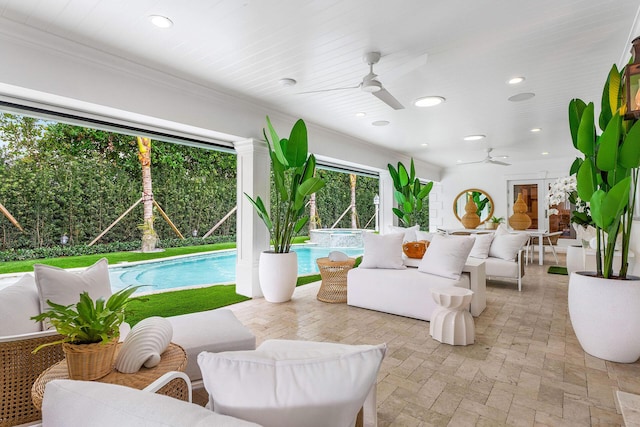 view of patio with ceiling fan