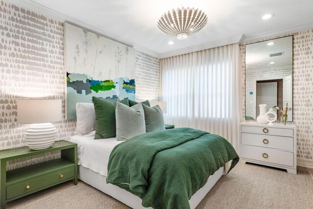 bedroom with ornamental molding