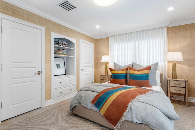 bedroom featuring ornamental molding