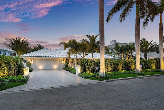 view of front of house with a garage