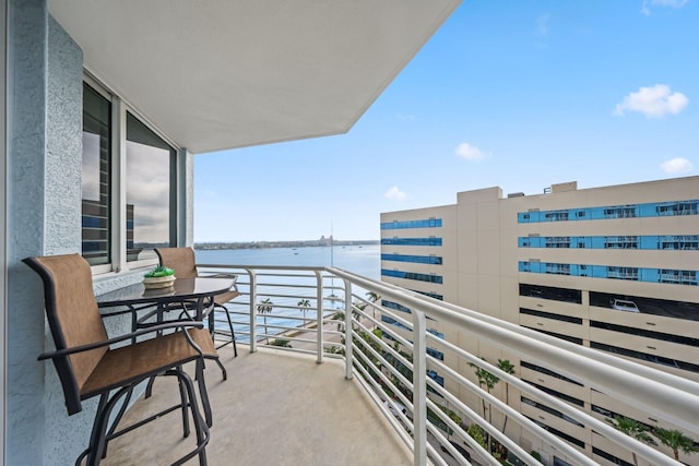 balcony with a water view