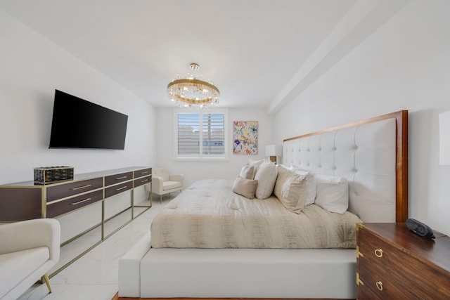 bedroom featuring a chandelier