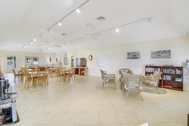 dining area with light tile patterned floors