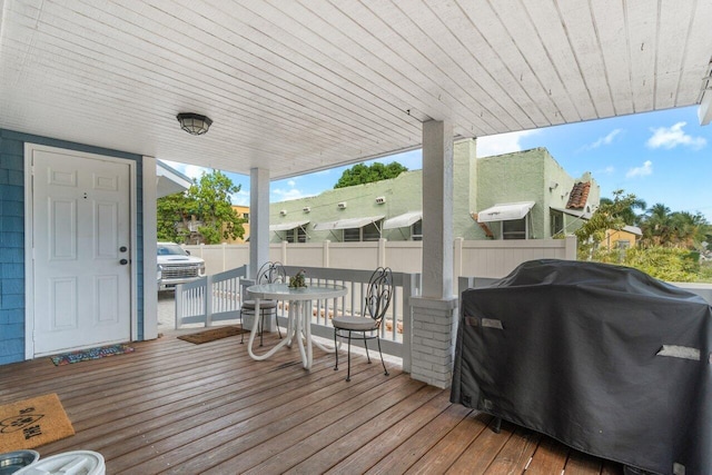 deck featuring grilling area