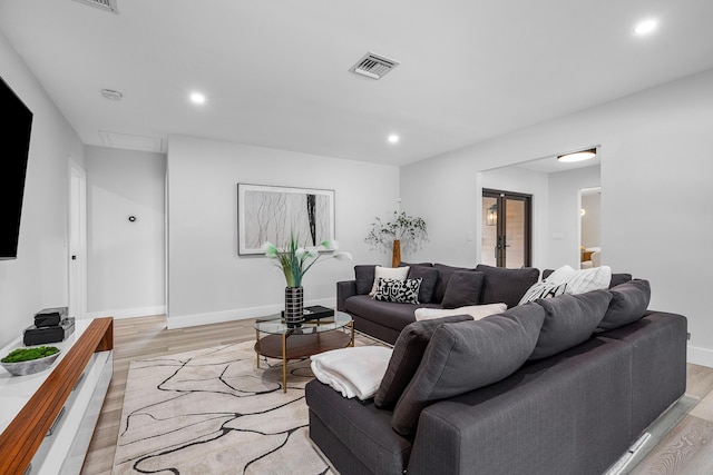 living room featuring light wood-type flooring