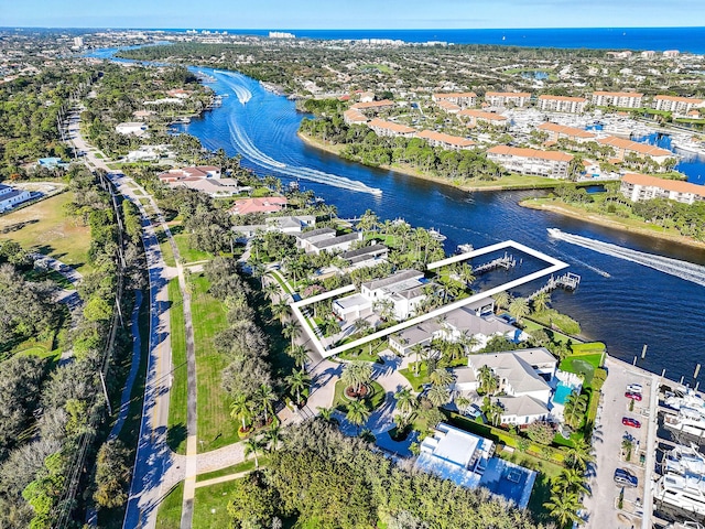 bird's eye view featuring a water view