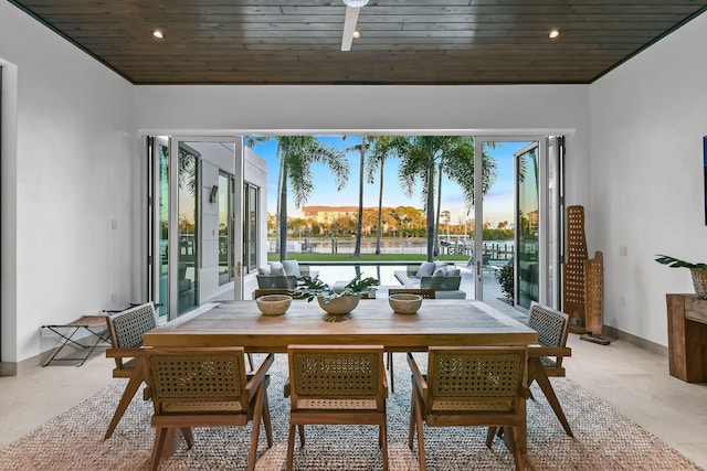 interior space featuring french doors and wooden ceiling