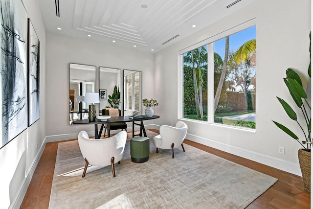 office with hardwood / wood-style floors