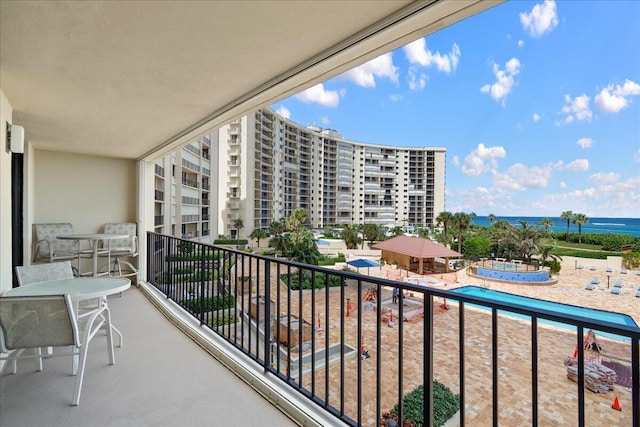 balcony with a water view