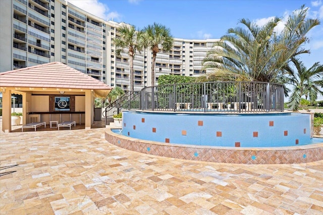 view of pool featuring a gazebo