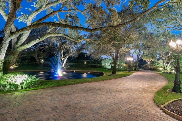 view of property's community with a water view