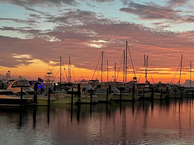 property view of water featuring a dock